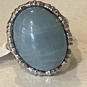 Gem Treasures sterling silver oval milky Aquamarine ring